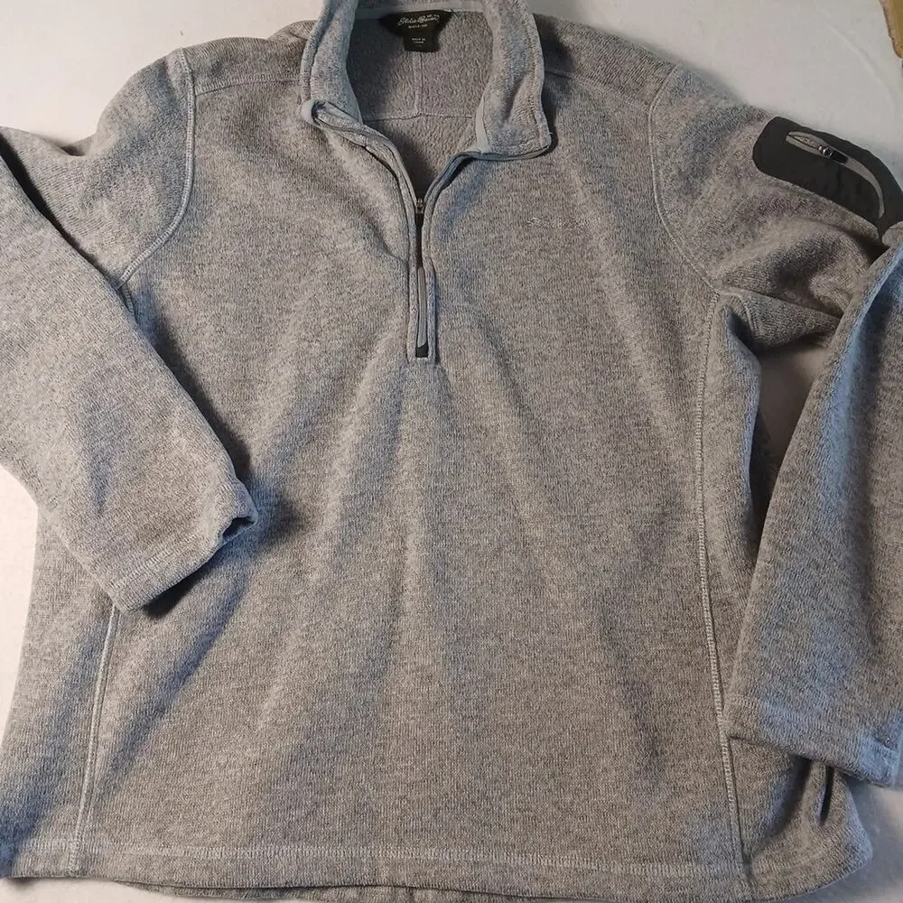 Eddie Bauer Quarter Zip Size 2XL Gray Long Sleeve EUC - Picture 2 of 10